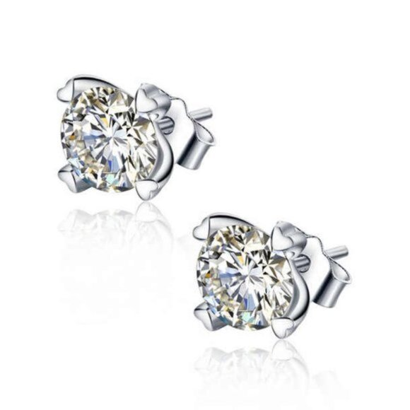 "925 Silver Plated Lovely Flowers Stud Earrings for Women, MLNN1068 - Picture 2 of 2